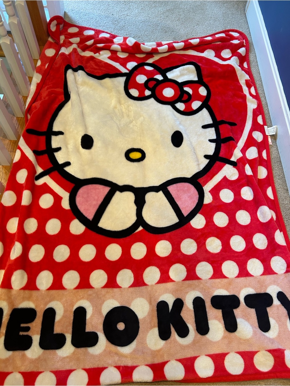 Northwest Red White Polka Dot Hello Kitty Plush Throw